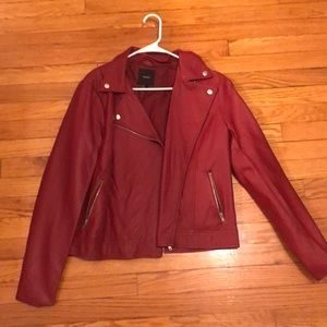 Faux leather jacket - red